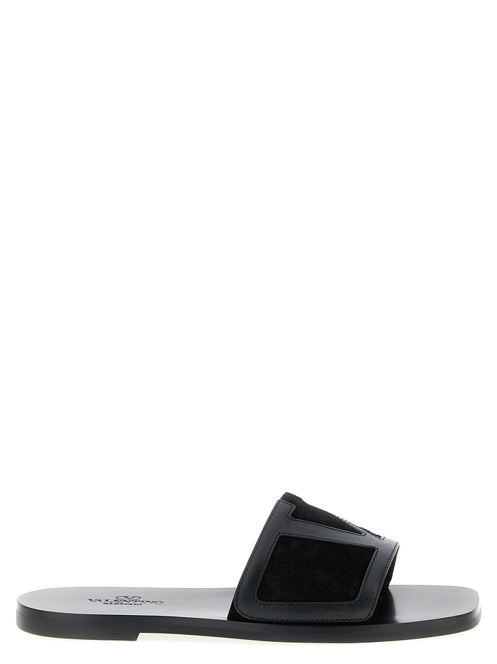 Valentino Garavani 100% calfskin leather slide in black