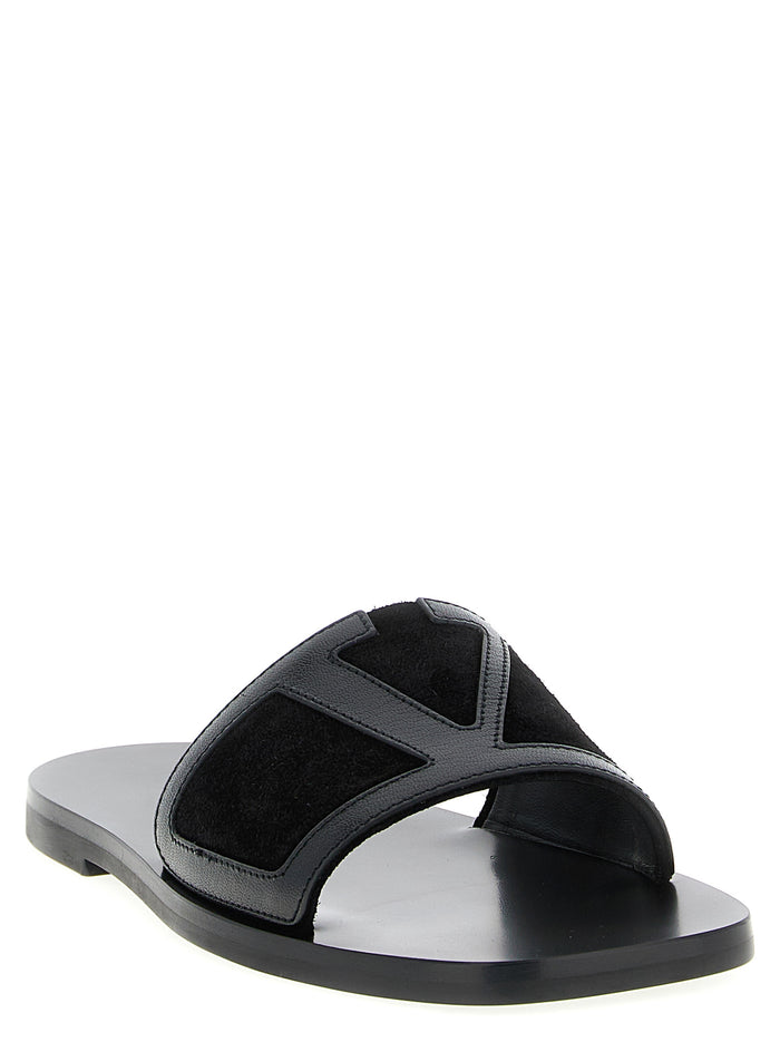 Valentino Garavani 100% calfskin leather slide in black — view 2