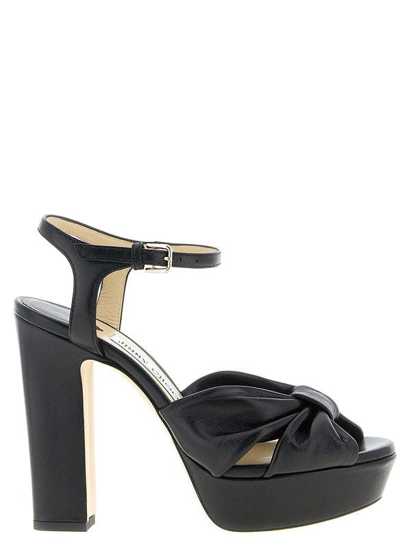 Jimmy Choo 82% Leather platform heel sandal in black