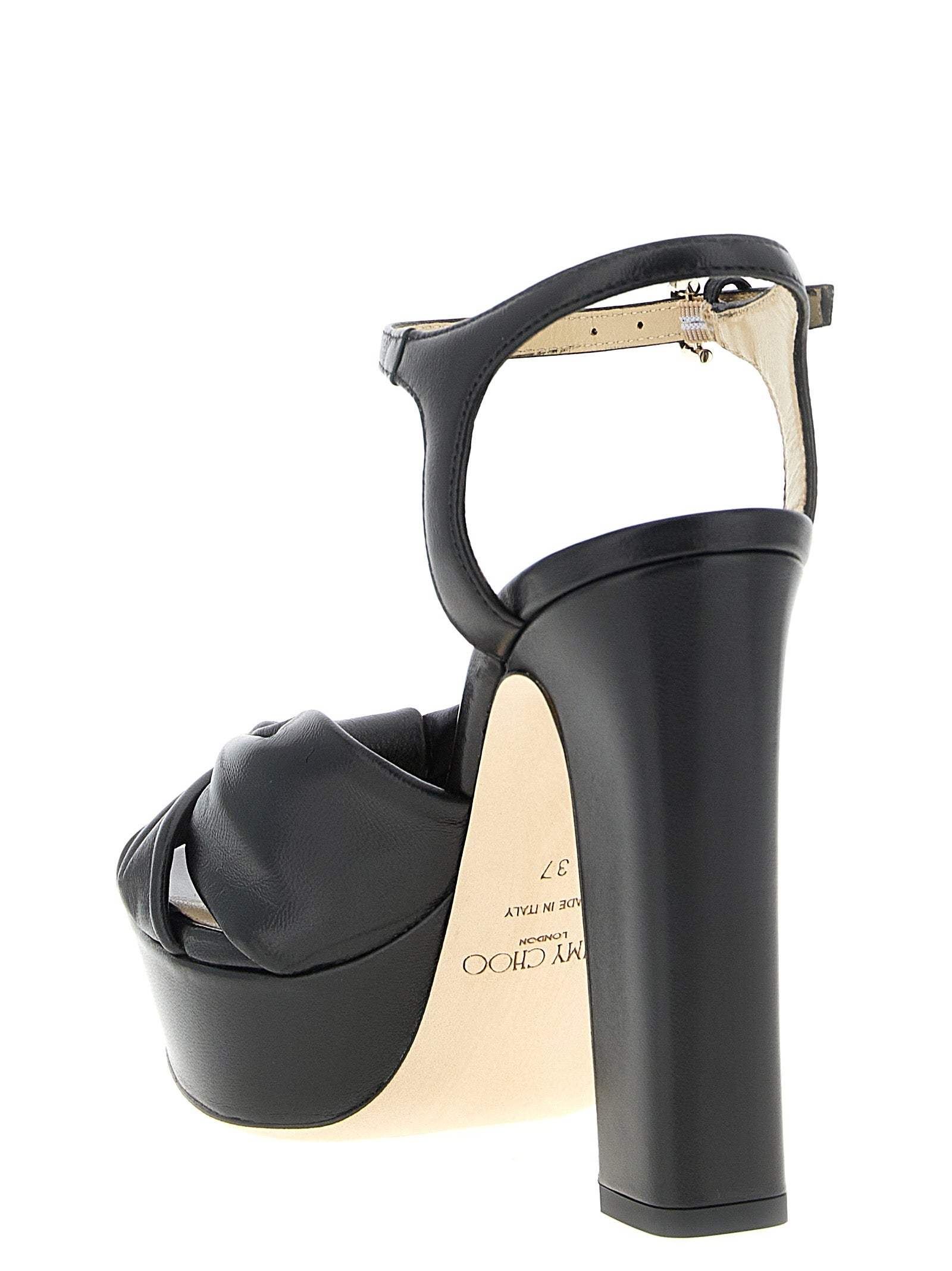 Jimmy Choo 82% Leather platform heel sandal in black — view 3