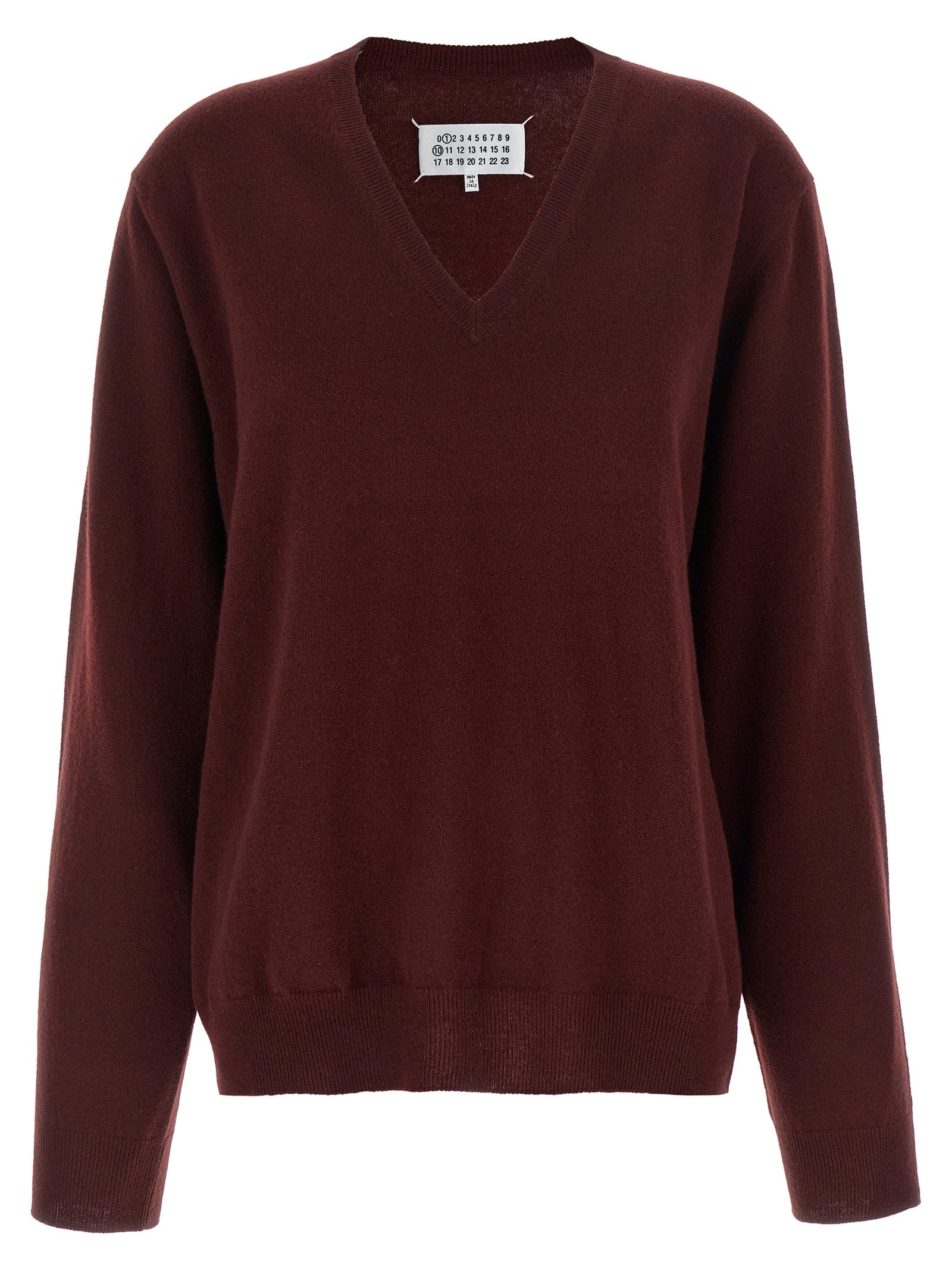 Maison Margiela 100% virgin wool sweater in burgundy
