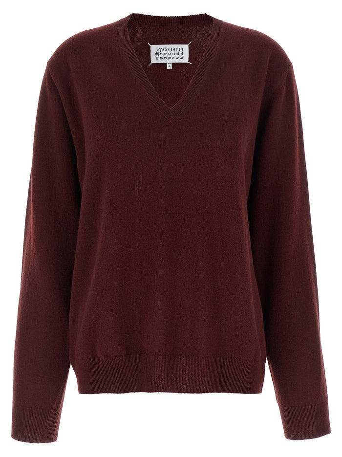 Maison Margiela 100% virgin wool sweater in burgundy