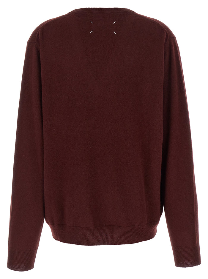 Maison Margiela 100% virgin wool sweater in burgundy — view 2