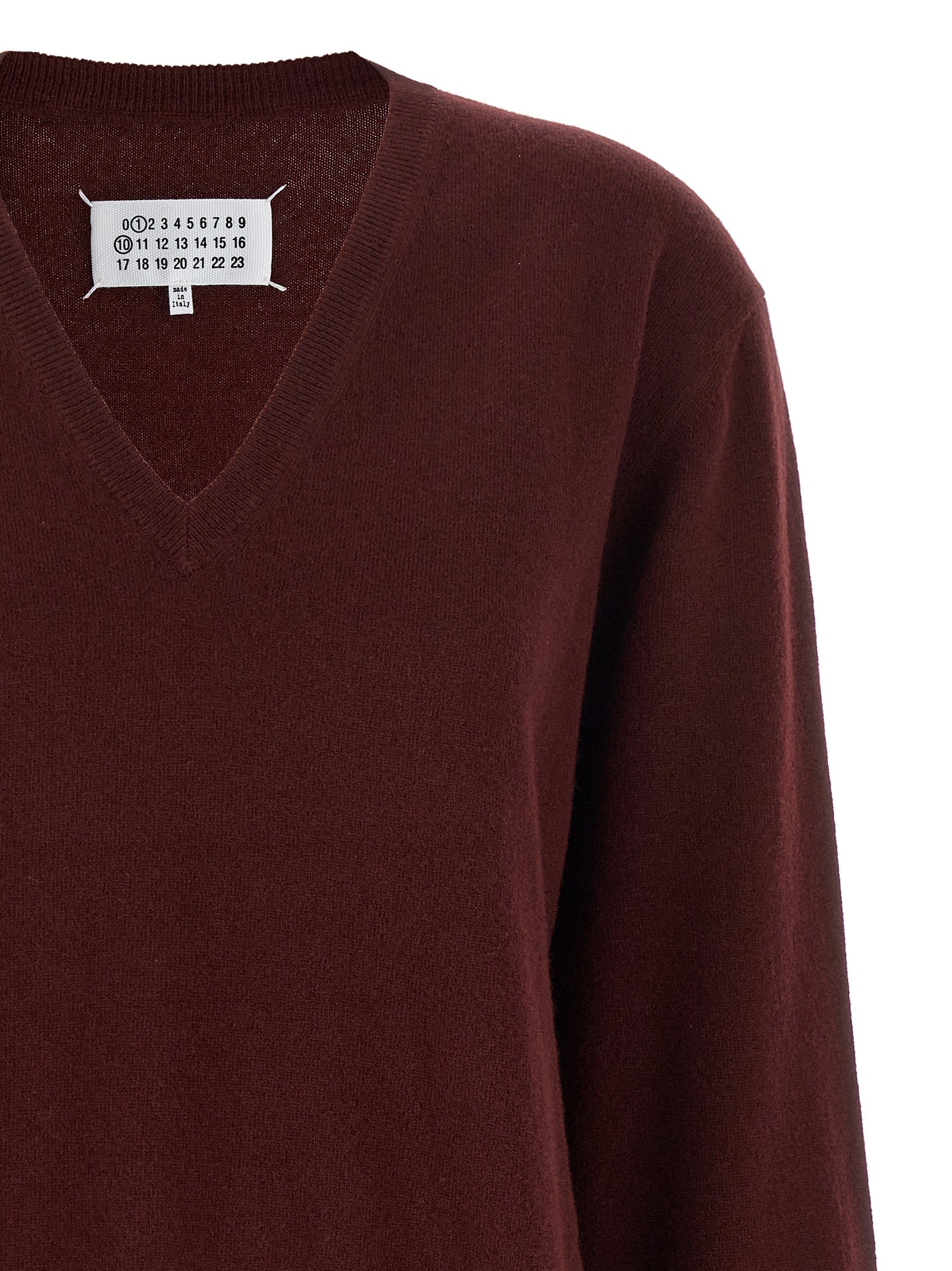 Maison Margiela 100% virgin wool sweater in burgundy — view 3