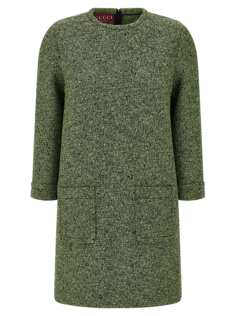 Gucci 59% cotton sweater dress in green