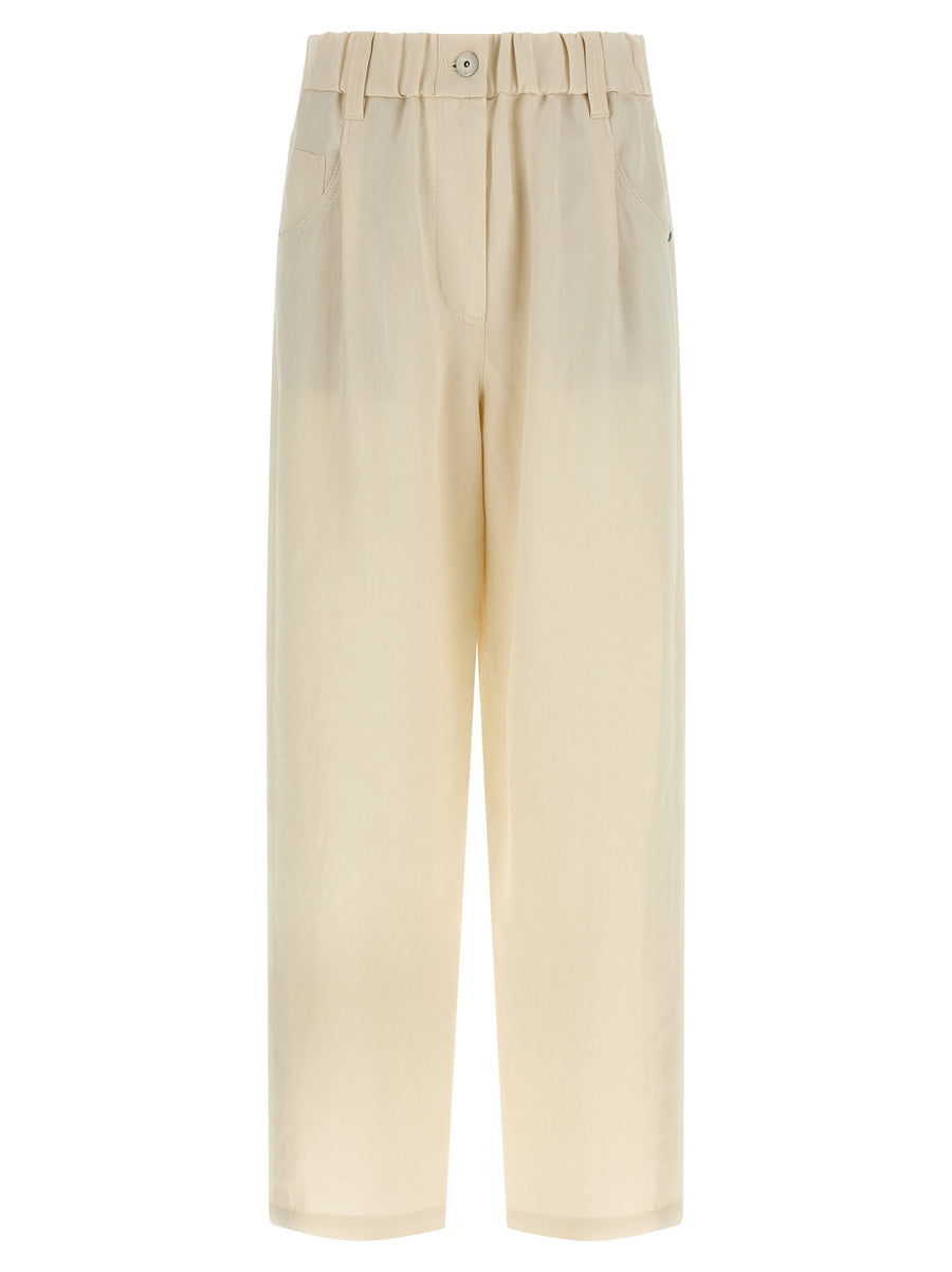 Brunello Cucinelli 72% viscose trousers in white
