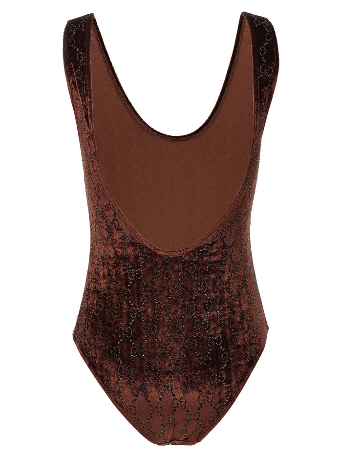 Gucci 100% polyamide bodysuit in brown — view 2