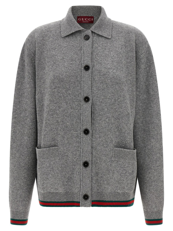 Gucci 70% wool cardigan in gray