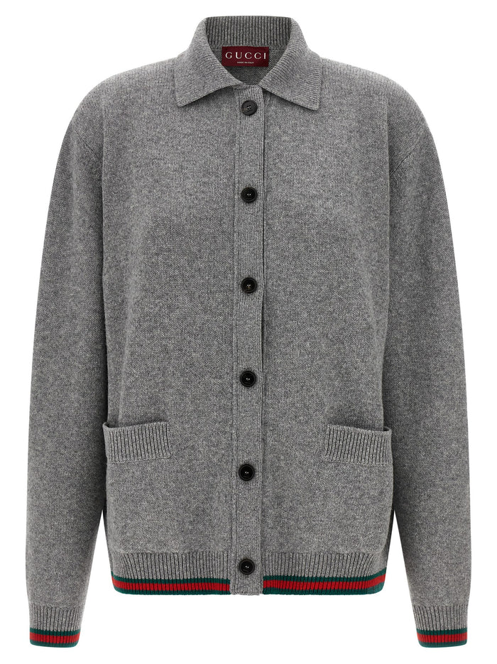 Gucci 70% wool cardigan in gray