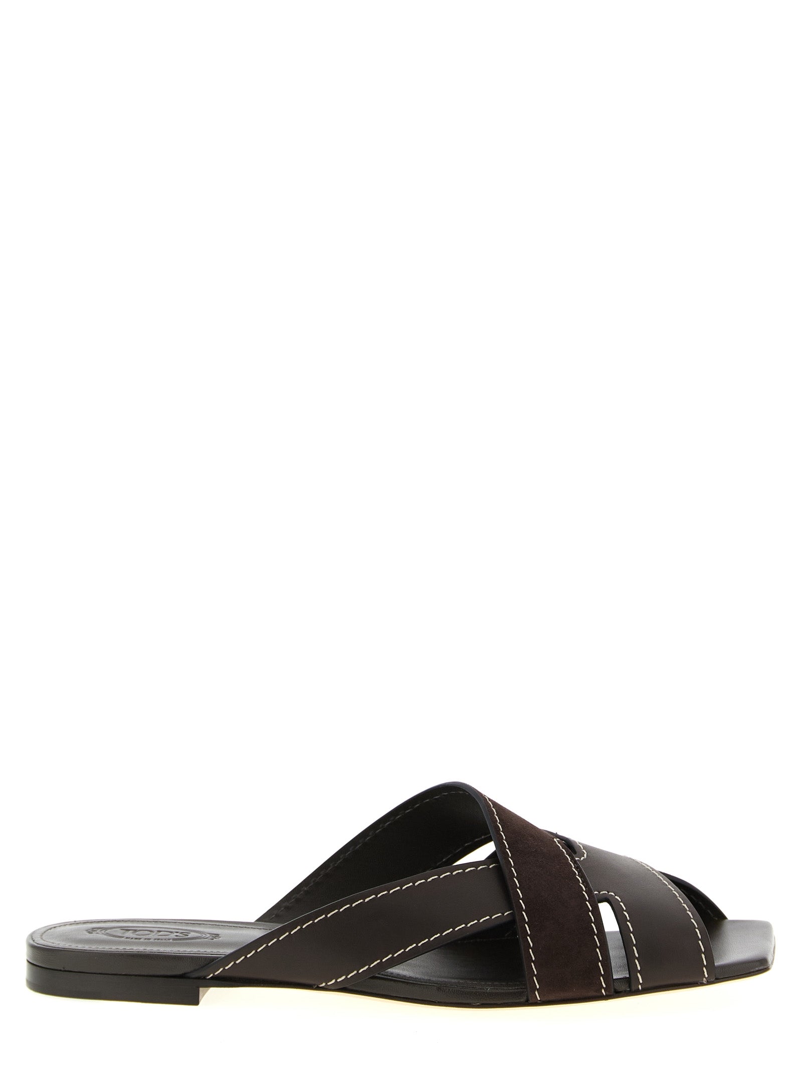 Tod's 55% calf leather sandal in brown