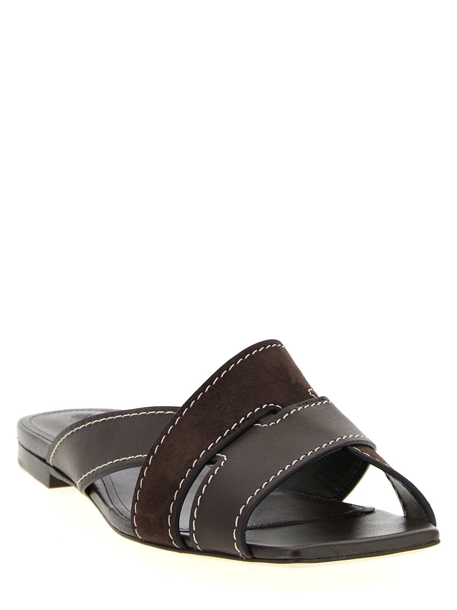 Tod's 55% calf leather sandal in brown — view 2