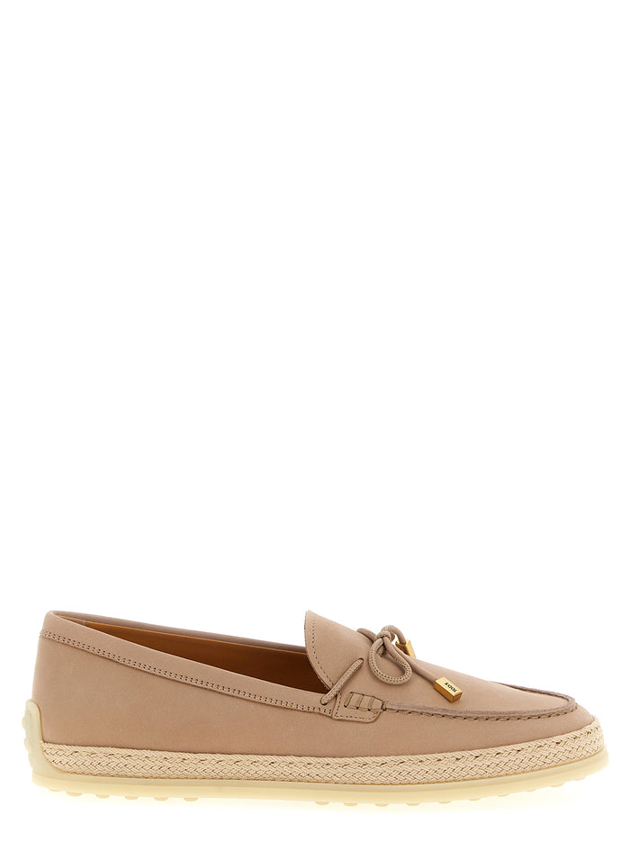 Tod's 100% calfskin leather (Bos Taurus) espadrille flat in beige