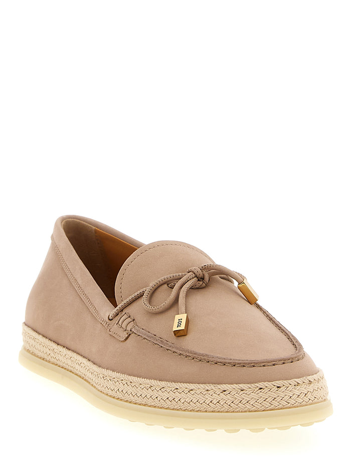 Tod's 100% calfskin leather (Bos Taurus) espadrille flat in beige — view 2
