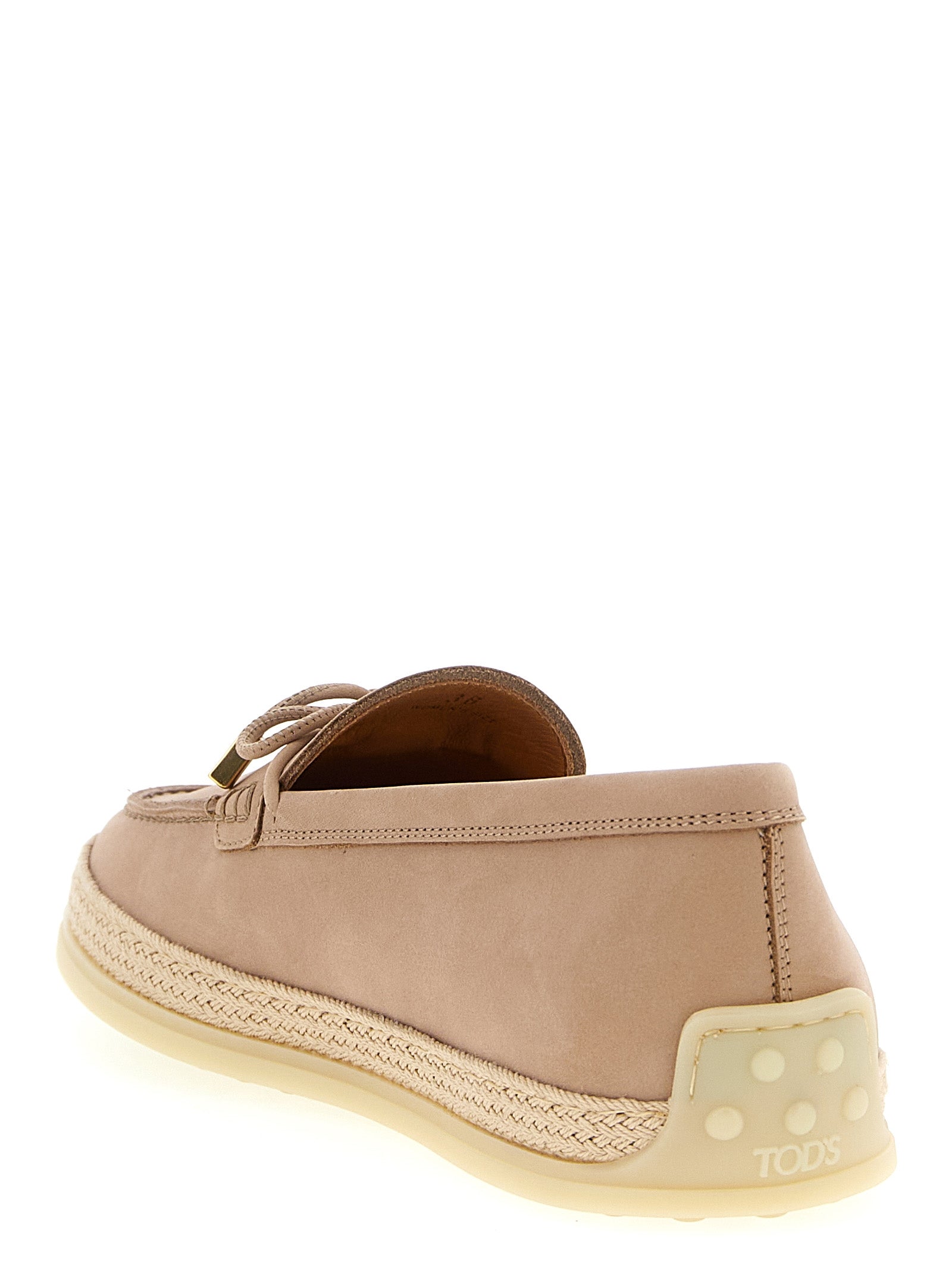 Tod's 100% calfskin leather (Bos Taurus) espadrille flat in beige — view 3