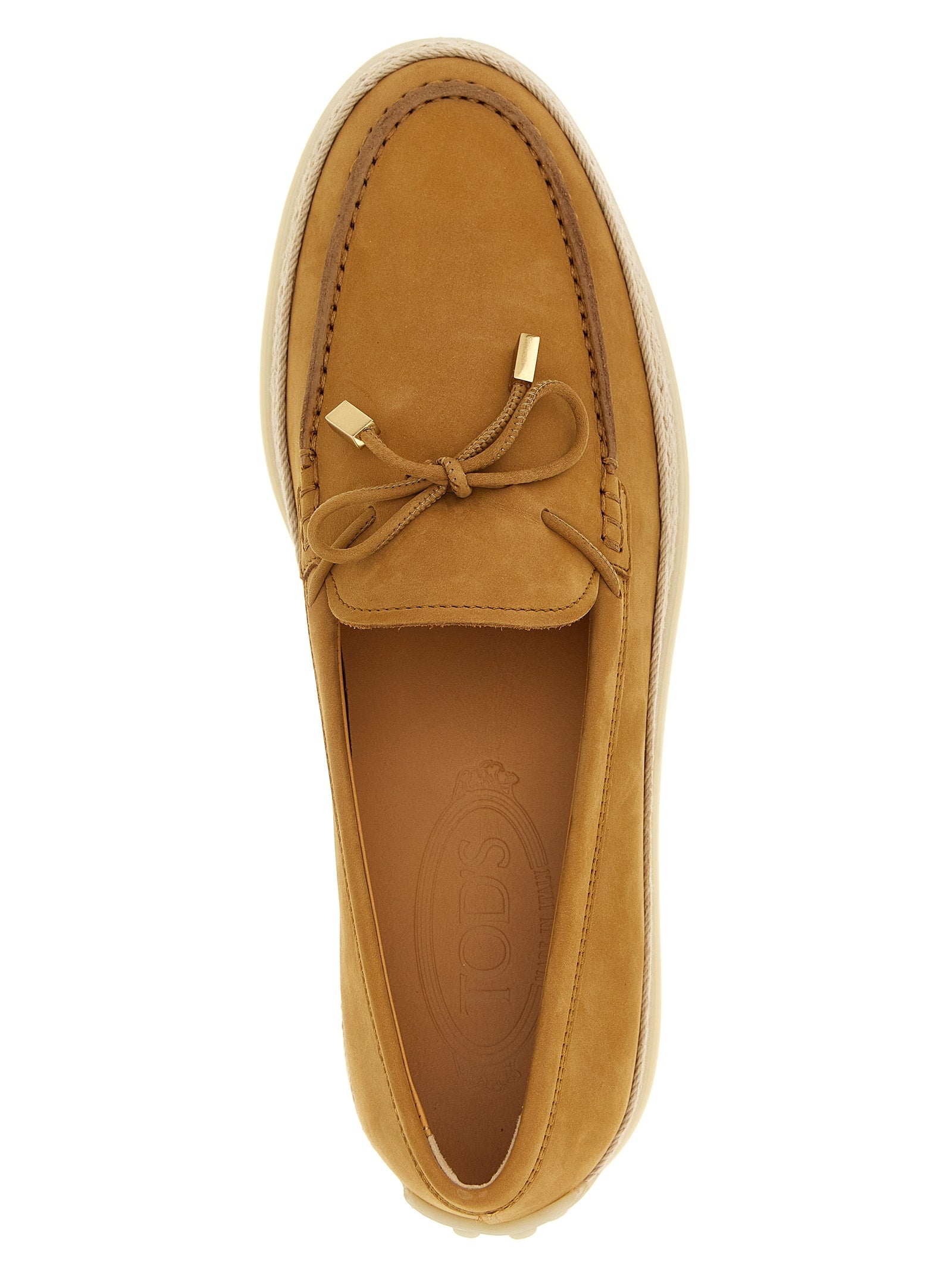 Tod's 100% calfskin leather loafer in beige — view 4