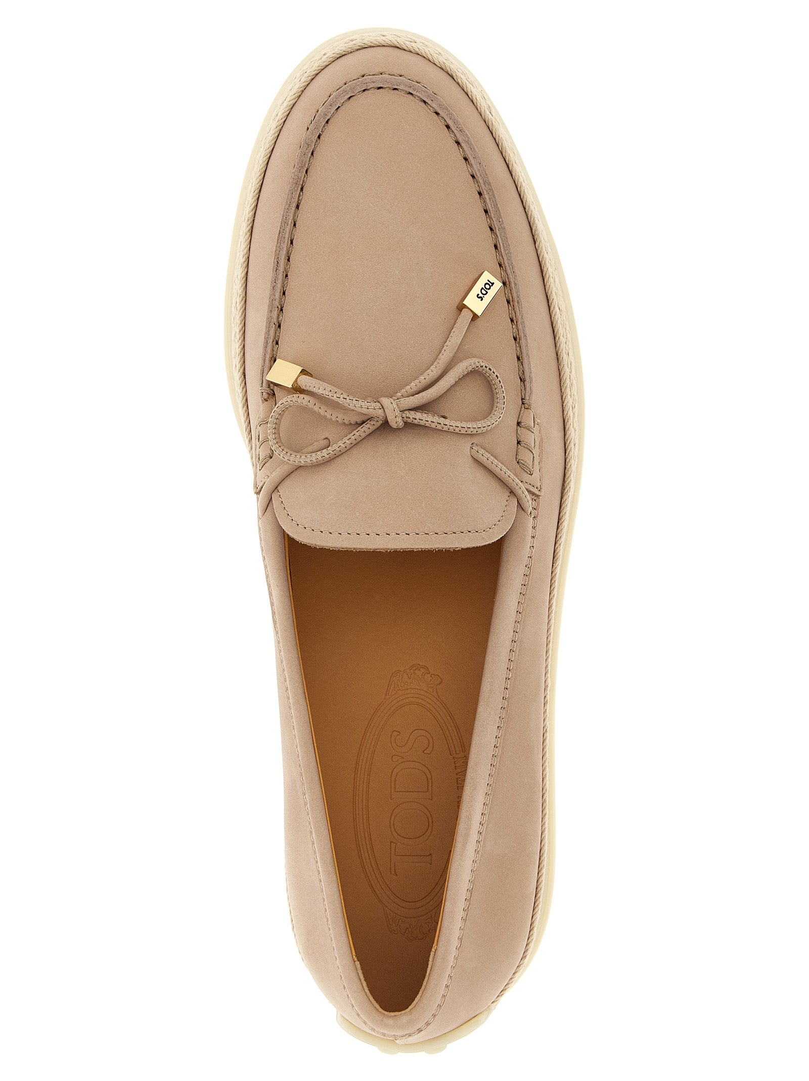 Tod's 100% calfskin leather (Bos Taurus) espadrille flat in beige — view 4
