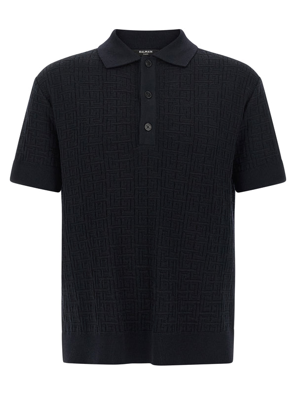 Balmain 66% wool polo shirt in black
