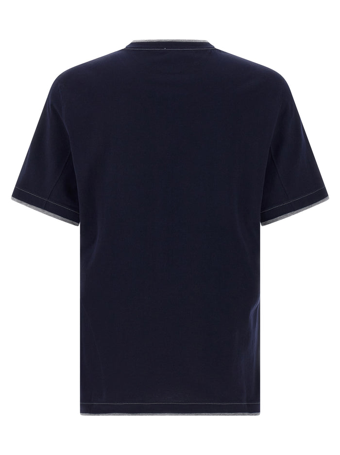 Brunello Cucinelli 100% Cotton t-shirt in navy — view 2