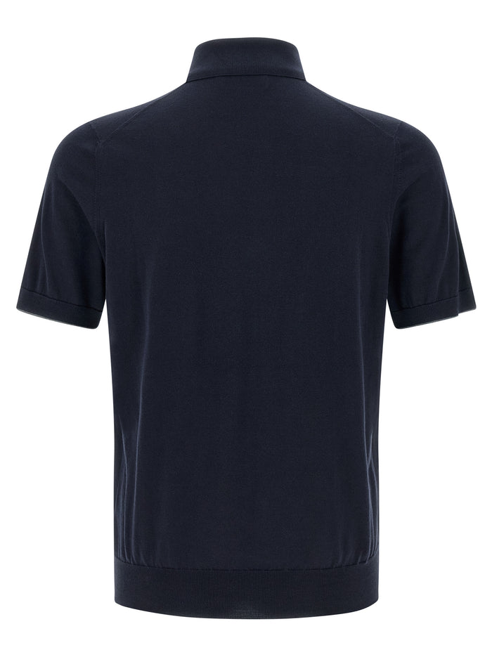 Brunello Cucinelli 100% Cotton polo shirt in navy — view 2
