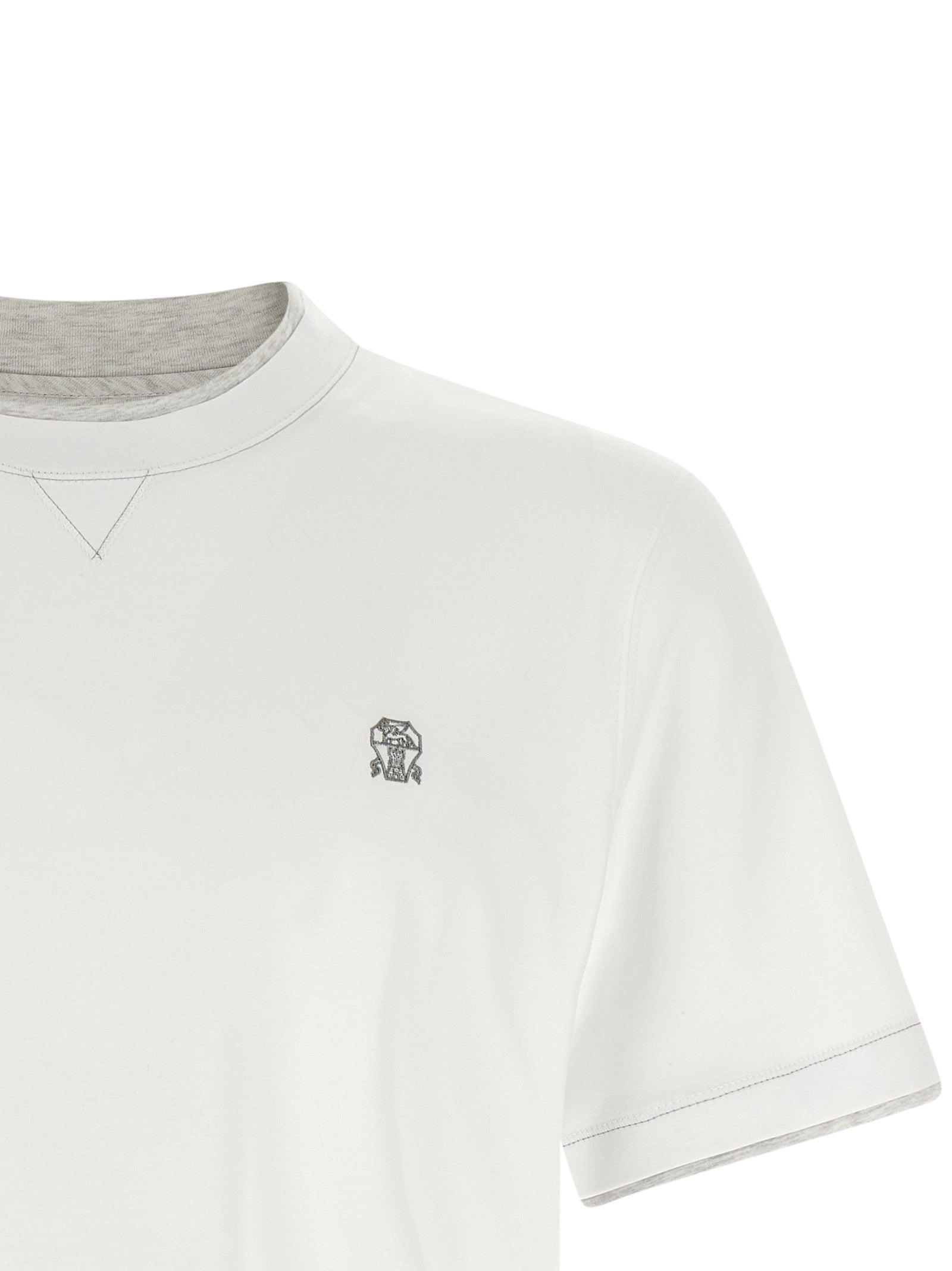 Brunello Cucinelli 100% Cotton t-shirt in white — view 3