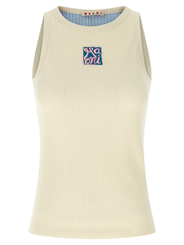 Marni 100% Cotton tank top in beige