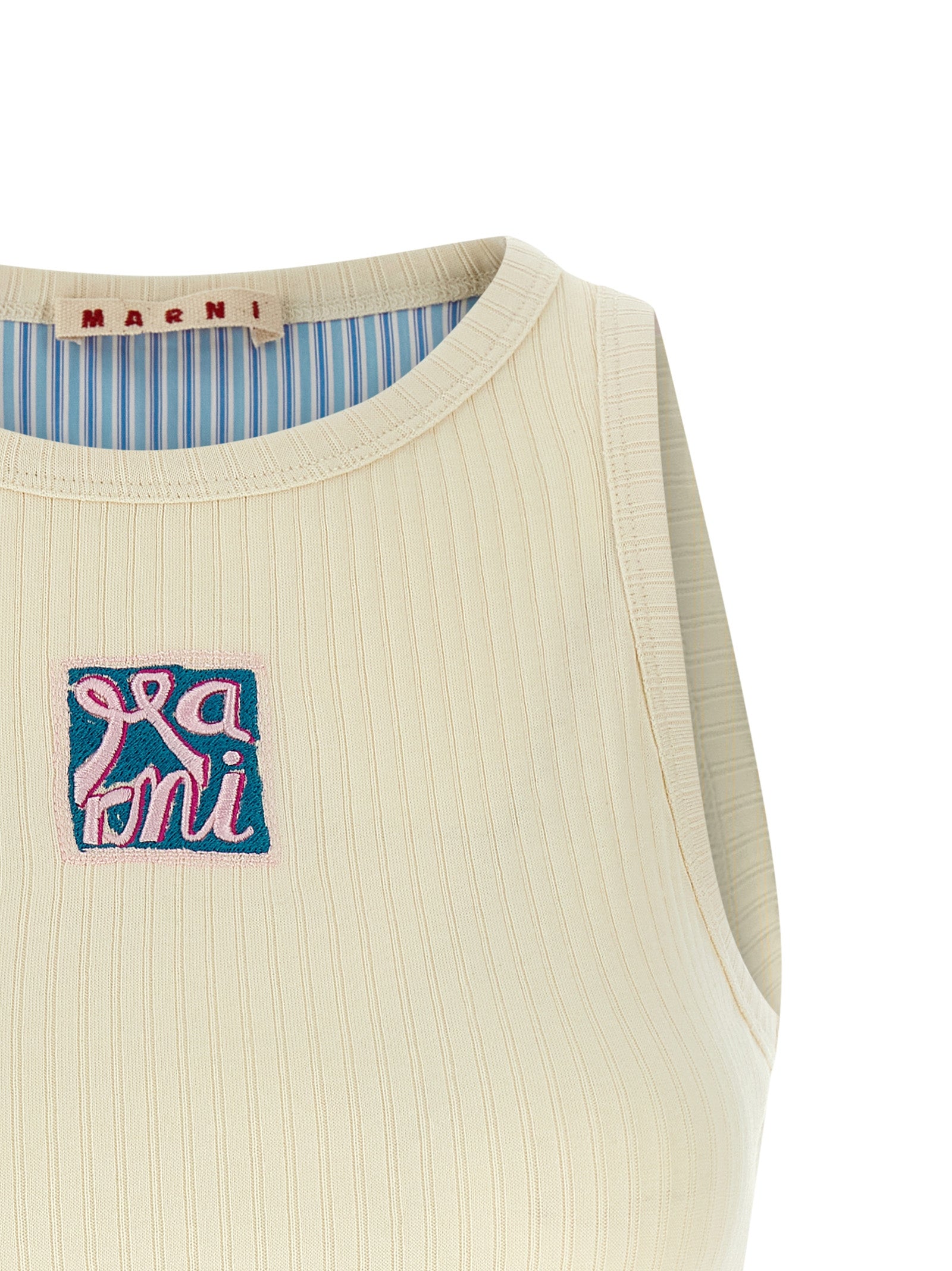 Marni 100% Cotton tank top in beige — view 3