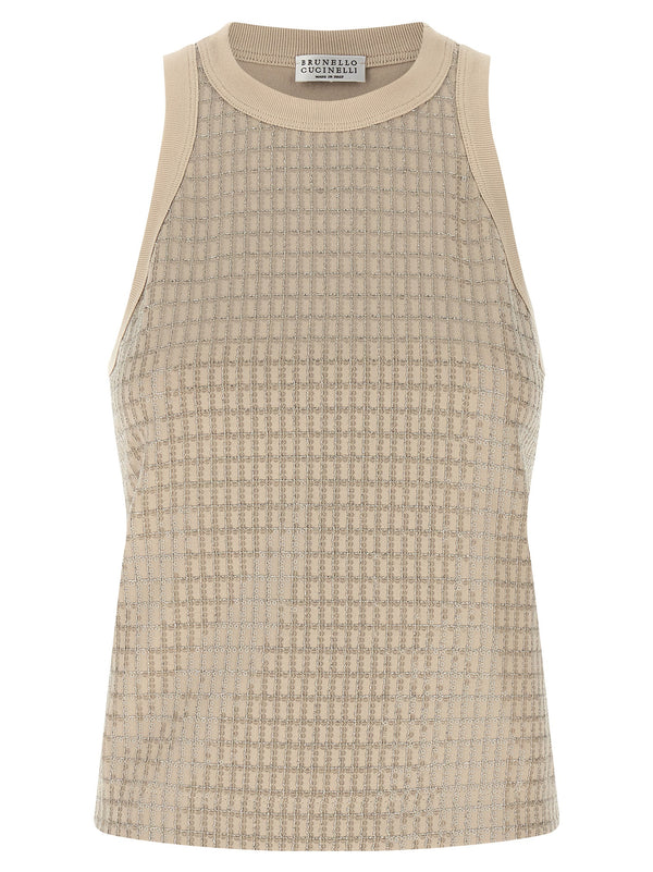 Brunello Cucinelli 93% cotton tank top in beige