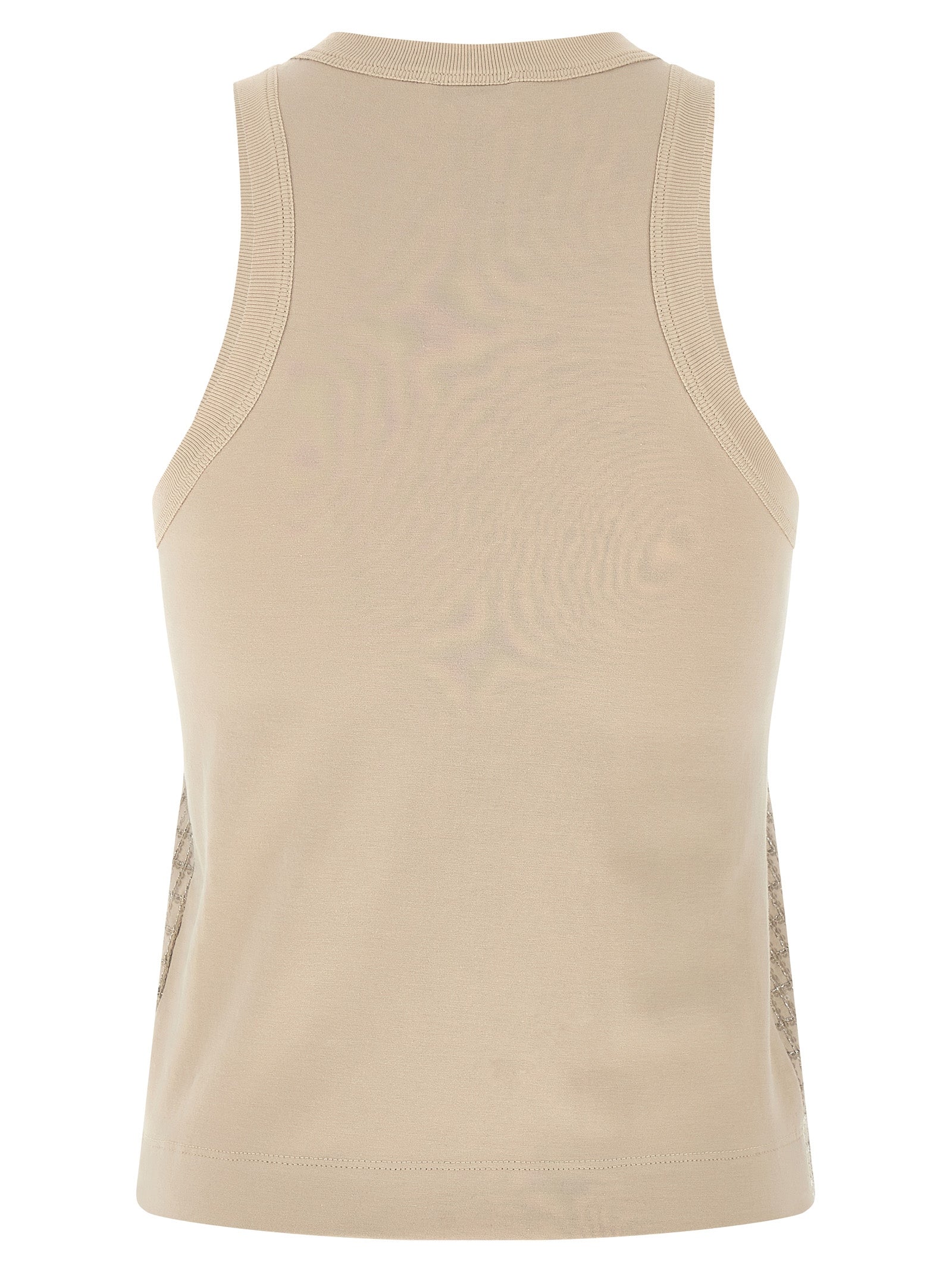Brunello Cucinelli 93% cotton tank top in beige — view 2