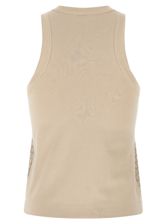 Brunello Cucinelli 93% cotton tank top in beige — view 2