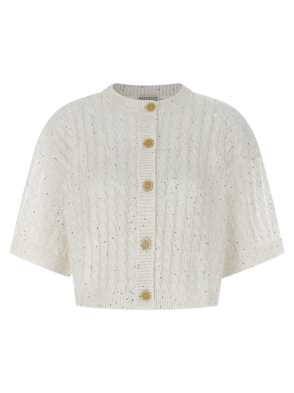 Brunello Cucinelli 94% Linen cardigan in white