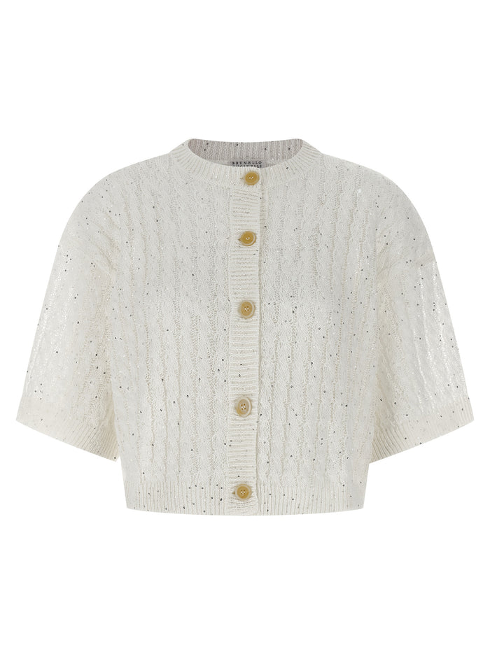 Brunello Cucinelli 94% Linen cardigan in white