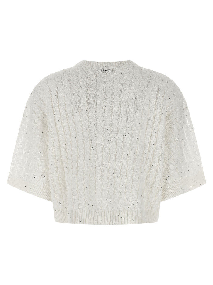 Brunello Cucinelli 94% Linen cardigan in white — view 2