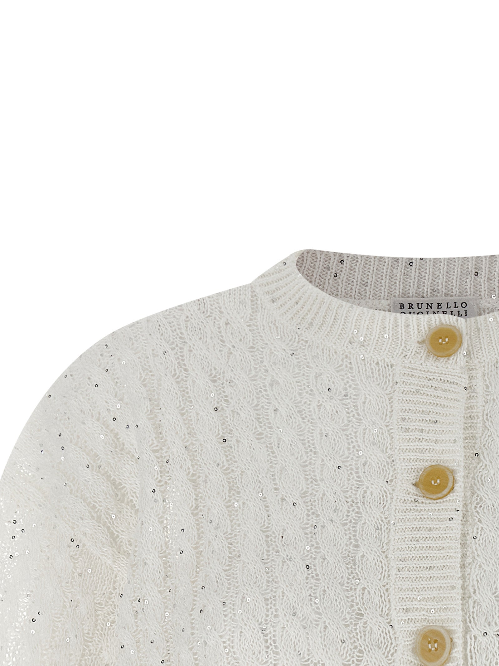 Brunello Cucinelli 94% Linen cardigan in white — view 3