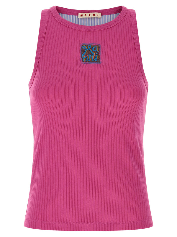 Marni 100% cotton tank top in pink