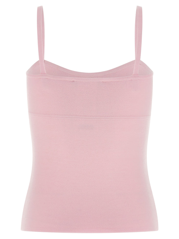 Max Mara 79% virgin wool tank top in pink — view 2