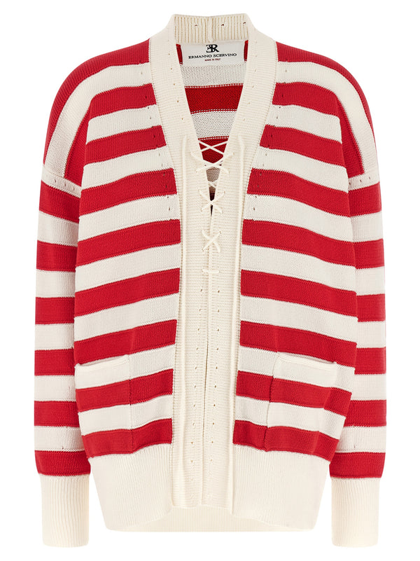Ermanno Scervino 70% cotton cardigan in red