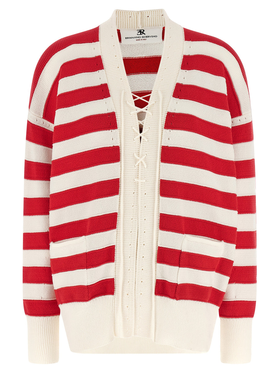 Ermanno Scervino 70% cotton cardigan in red