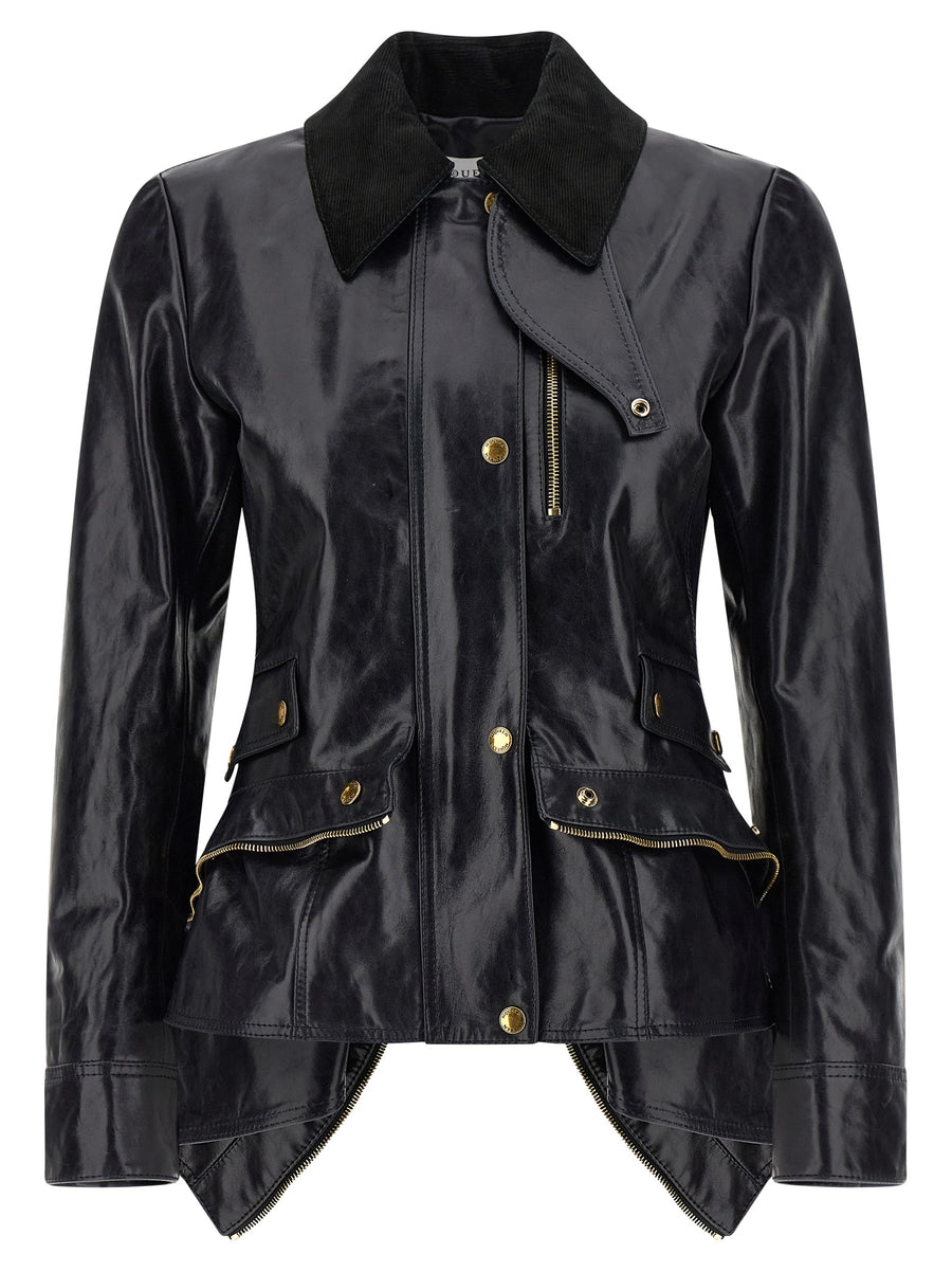 Alexander McQueen 100% cowhide leather jacket in black