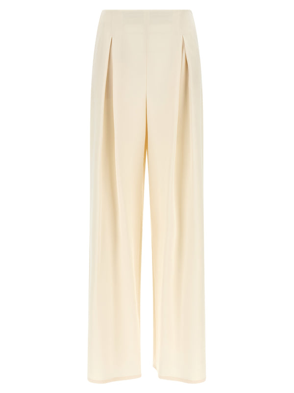Max Mara 91% silk trousers in white