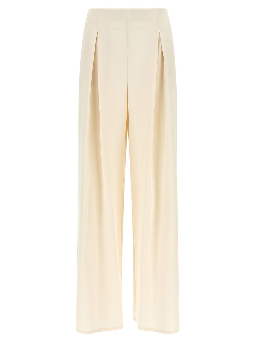 Max Mara 91% silk trousers in white
