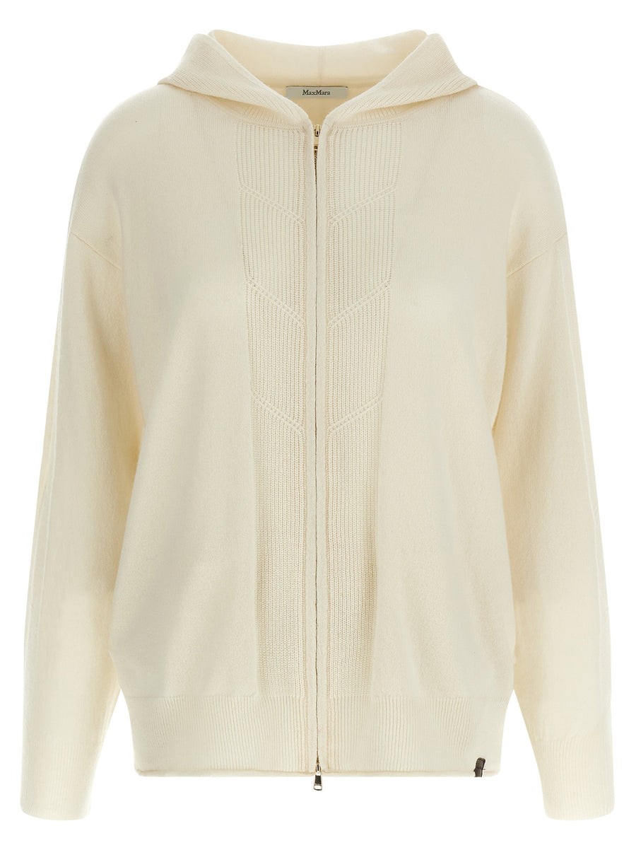 Max Mara 100% cashmere hoodie in white