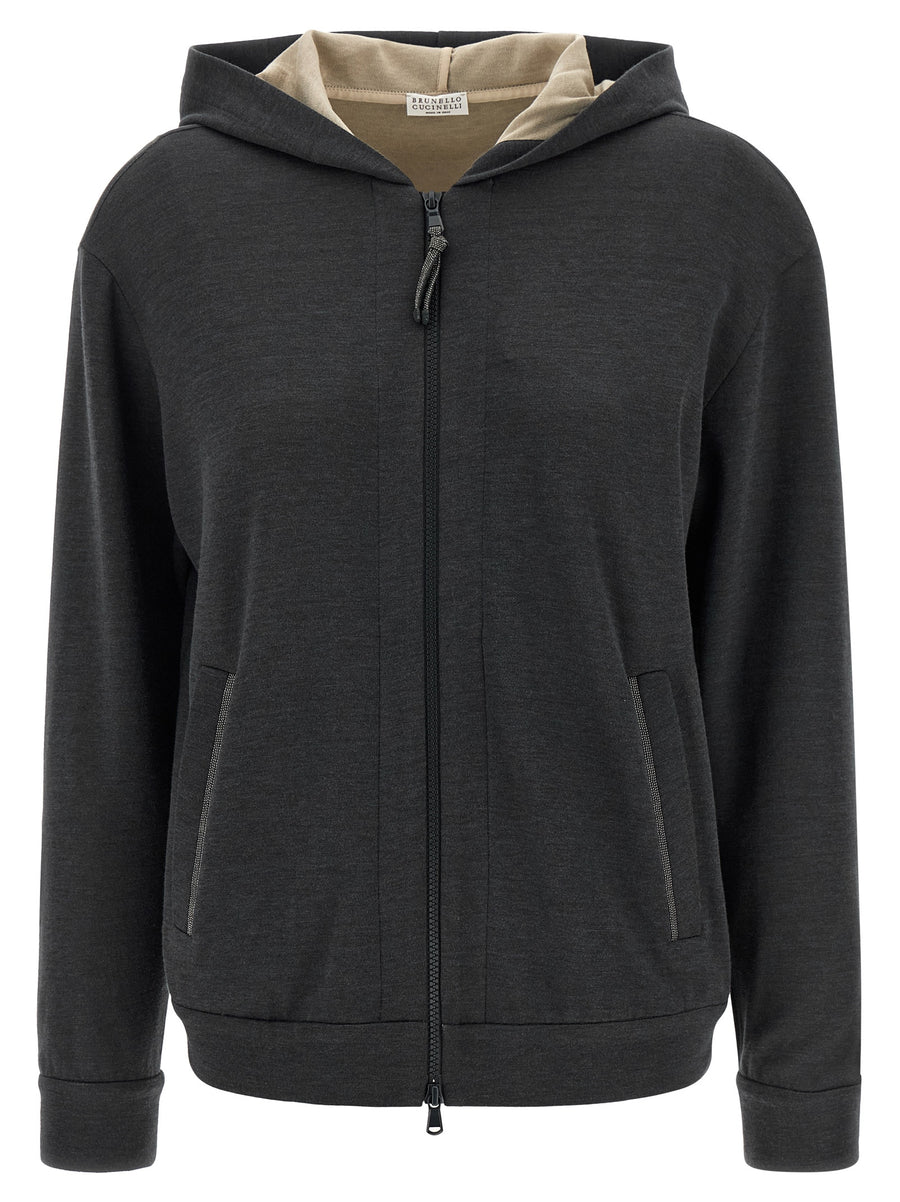 Brunello Cucinelli 67% Cotton hoodie in gray