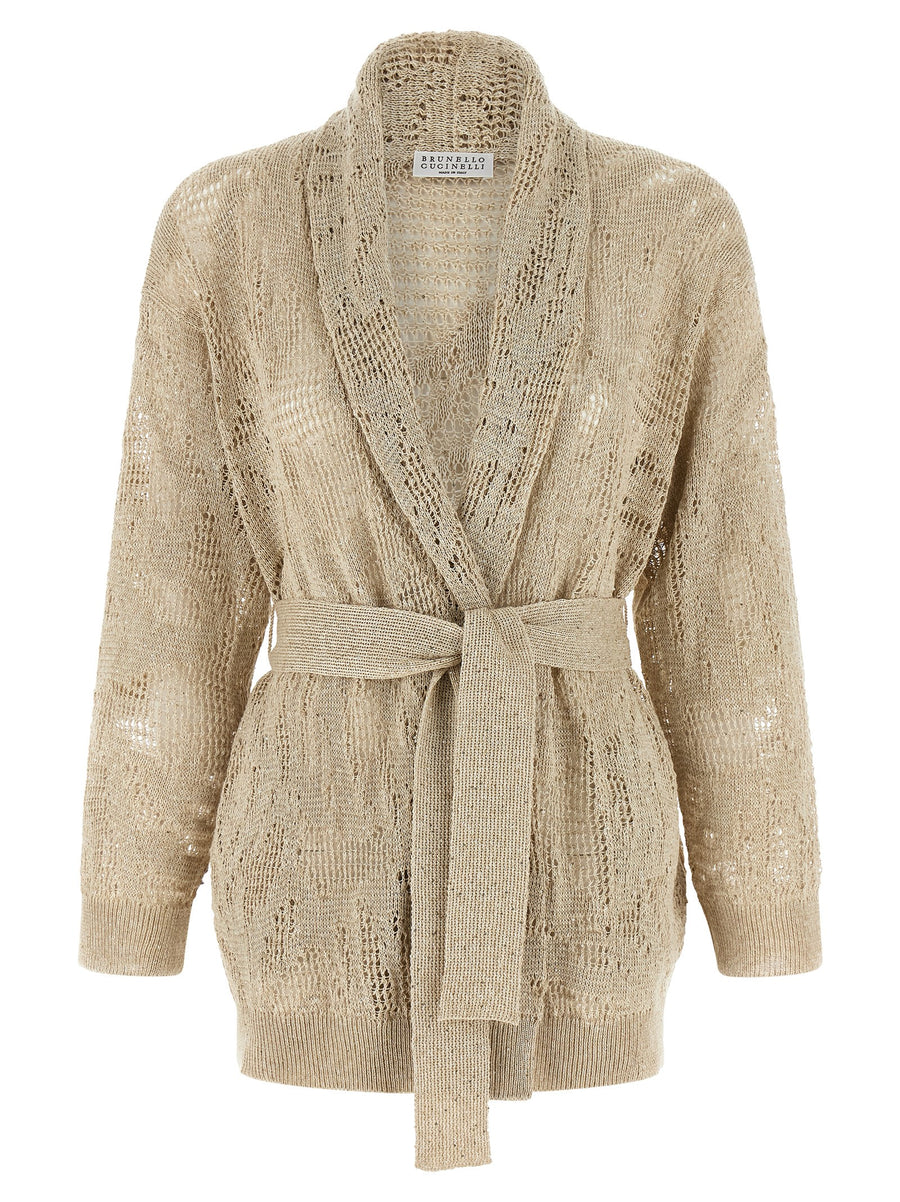 Brunello Cucinelli 94% linen cardigan in beige
