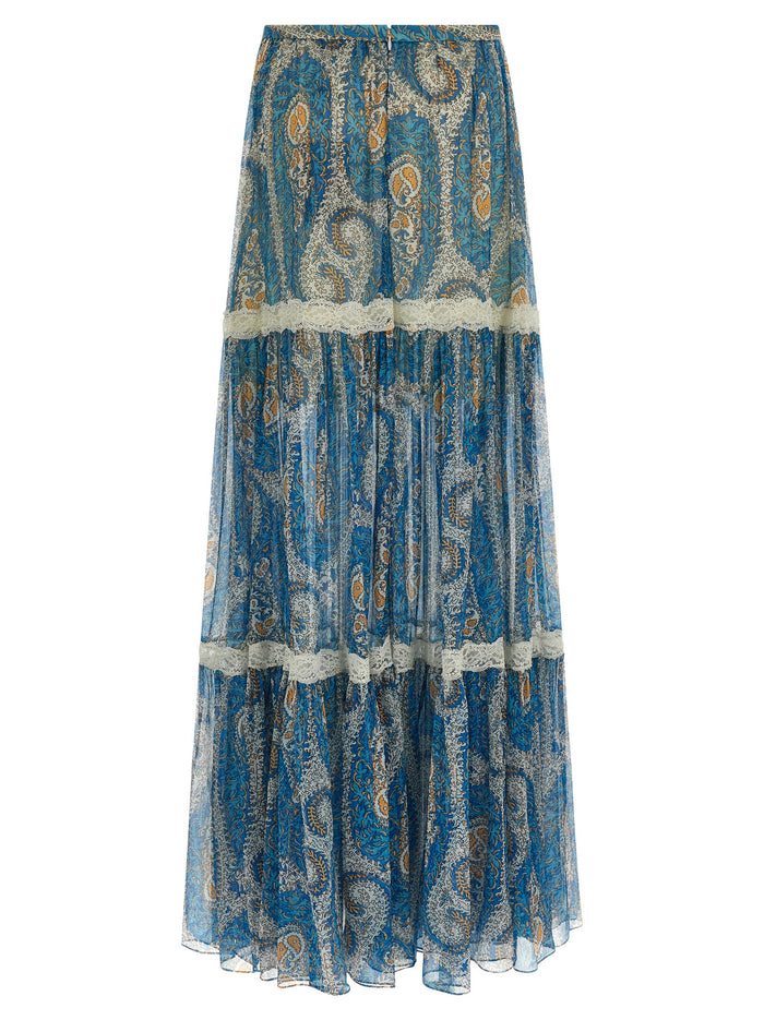 Etro 100% silk skirt in blue — view 2