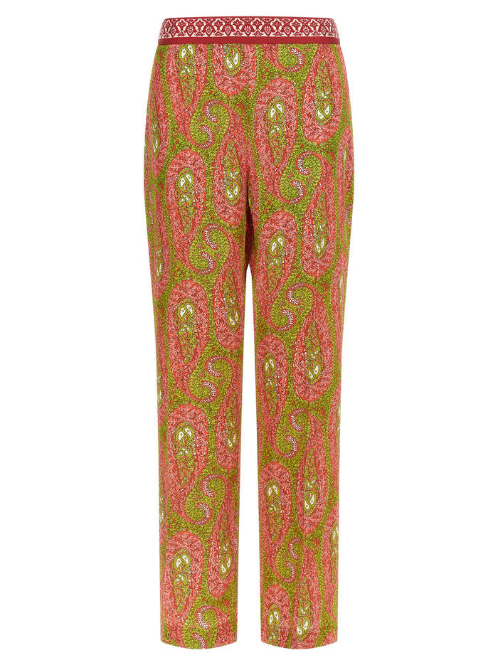 Etro 100% polyester trousers in pink