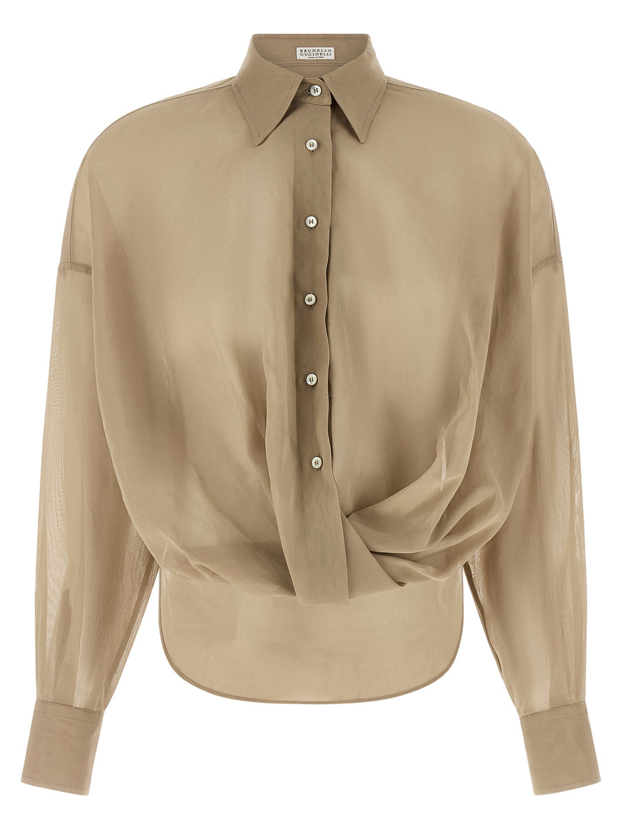 Brunello Cucinelli 100% cotton blouse in beige