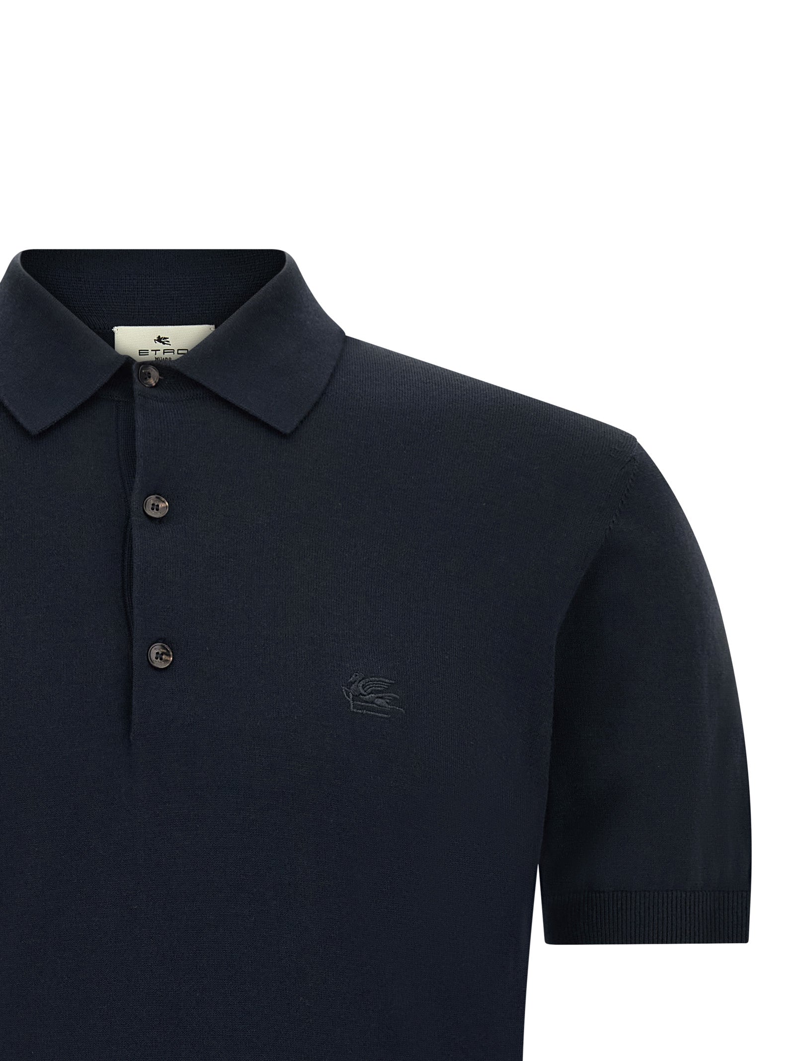 Etro 100% Cotton polo shirt in navy — view 3