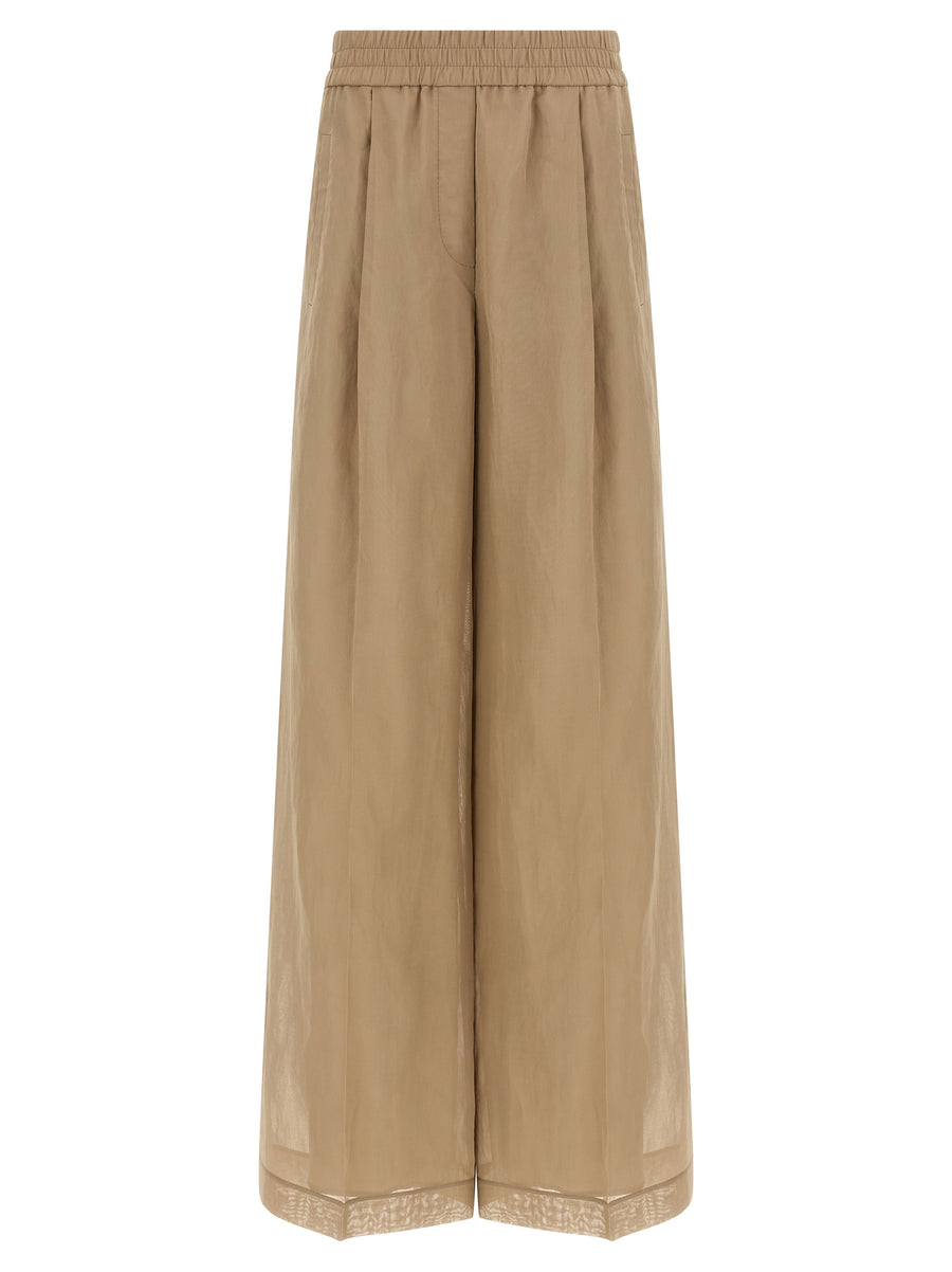 Brunello Cucinelli 100% Cotton (organza); Lining: Crêpe and silk blend trousers in beige