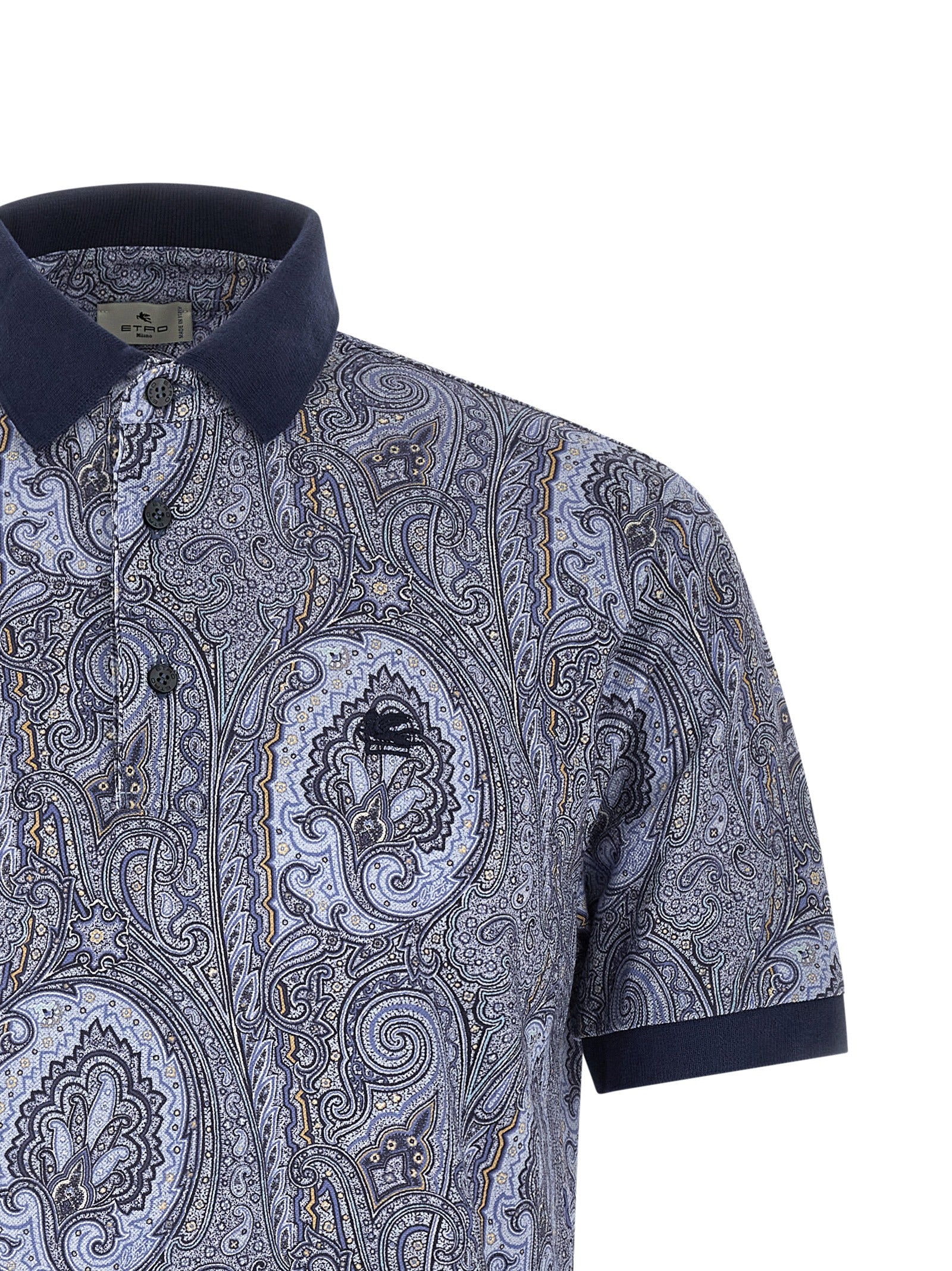 Etro 100% Cotton polo shirt in blue — view 3