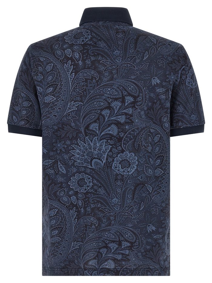 Etro 100% cotton polo shirt in navy — view 2